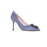 Diamante Embellished Cloth High Heel Pumps - 10cm